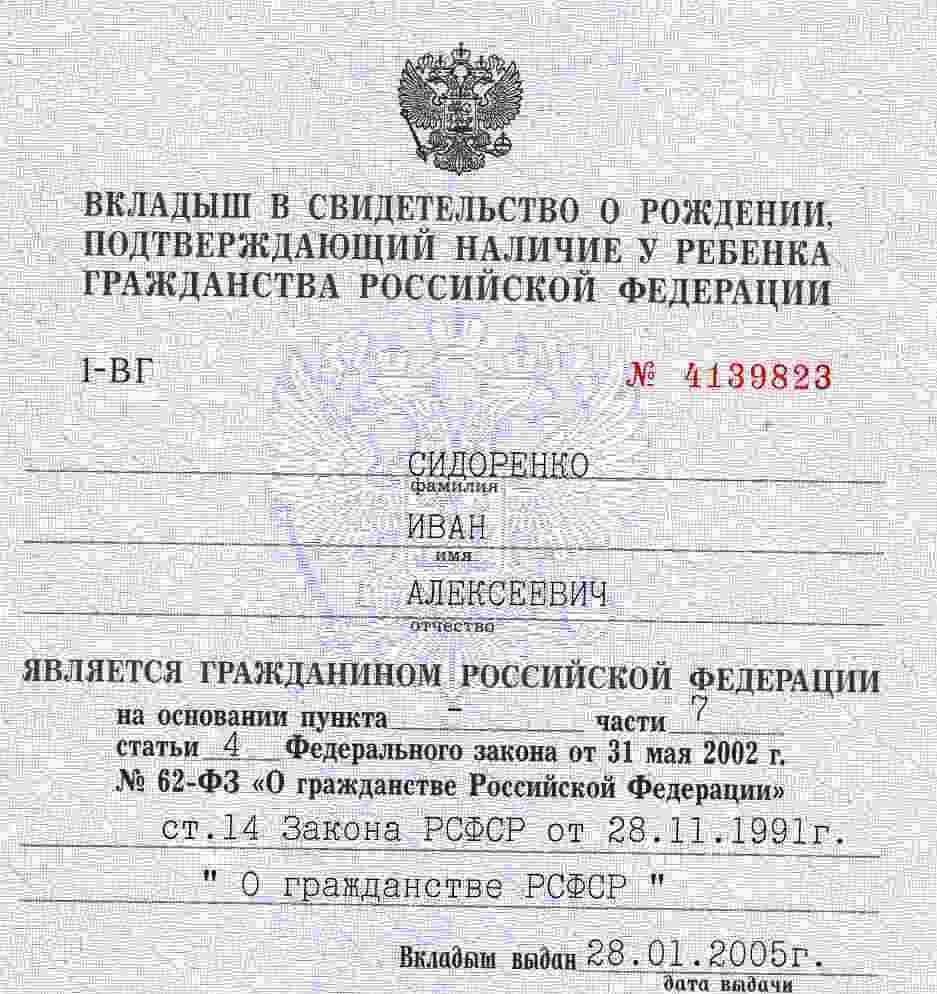 Вкладыш о гражданстве для ребенка в рф: нужен ли?