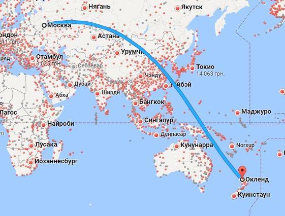 Как долететь из москвы до новой зеландии