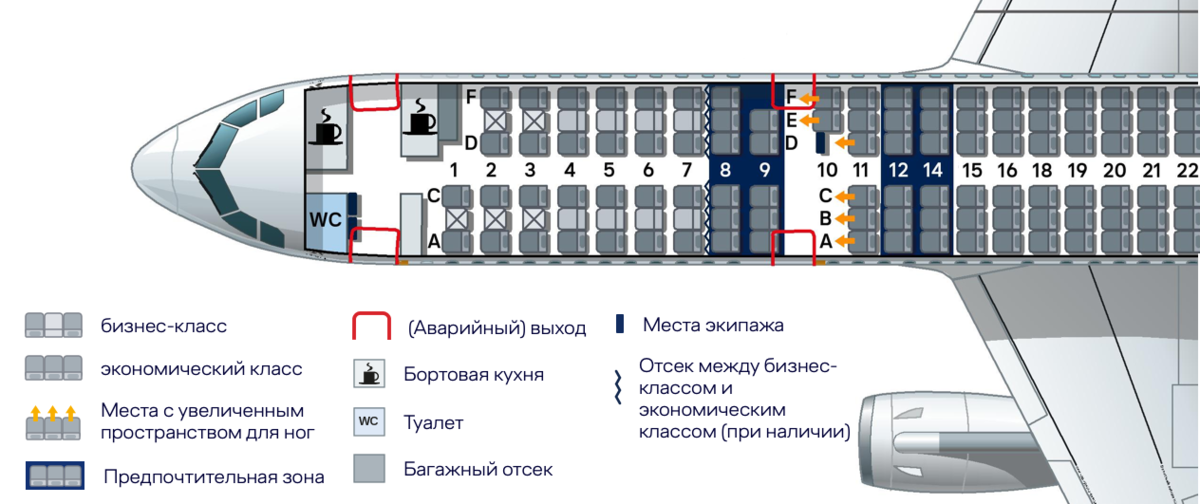 Схема салона и лучшие места airbus a321 уральские авиалинии