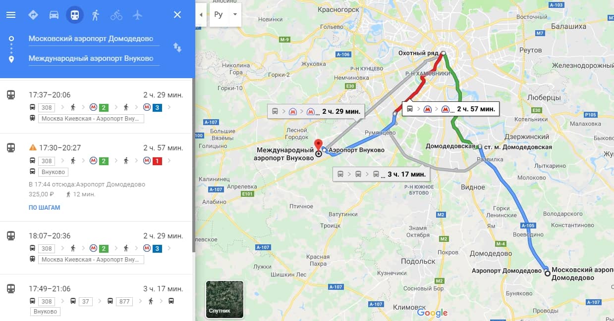 Карта общественного транспорта в домодедово