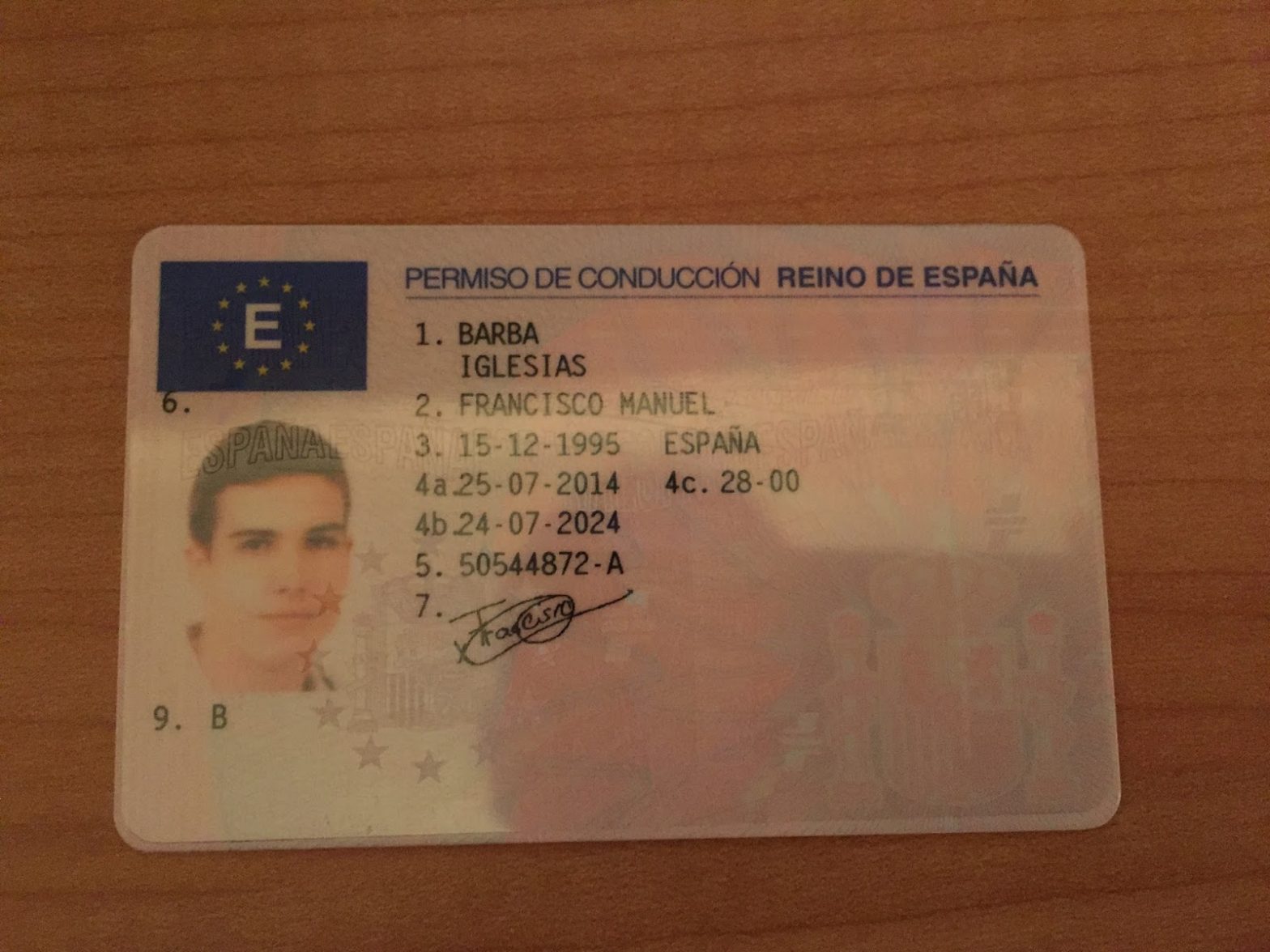 водительское удостоверение испании