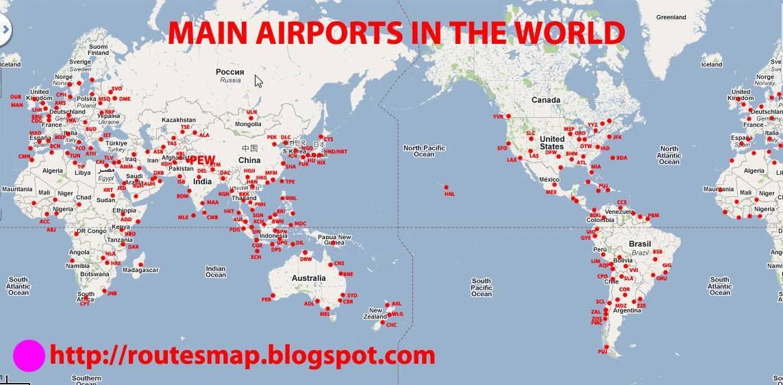 Международные аэропорты карта