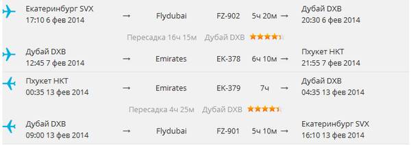 Сколько лететь из Екатеринбурга до Пхукета (Тайланд)