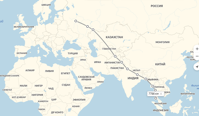 Рейс в тайланд из москвы шереметьево. Карта полета Москва Бангкок. Маршрут полета Москва Тайланд.