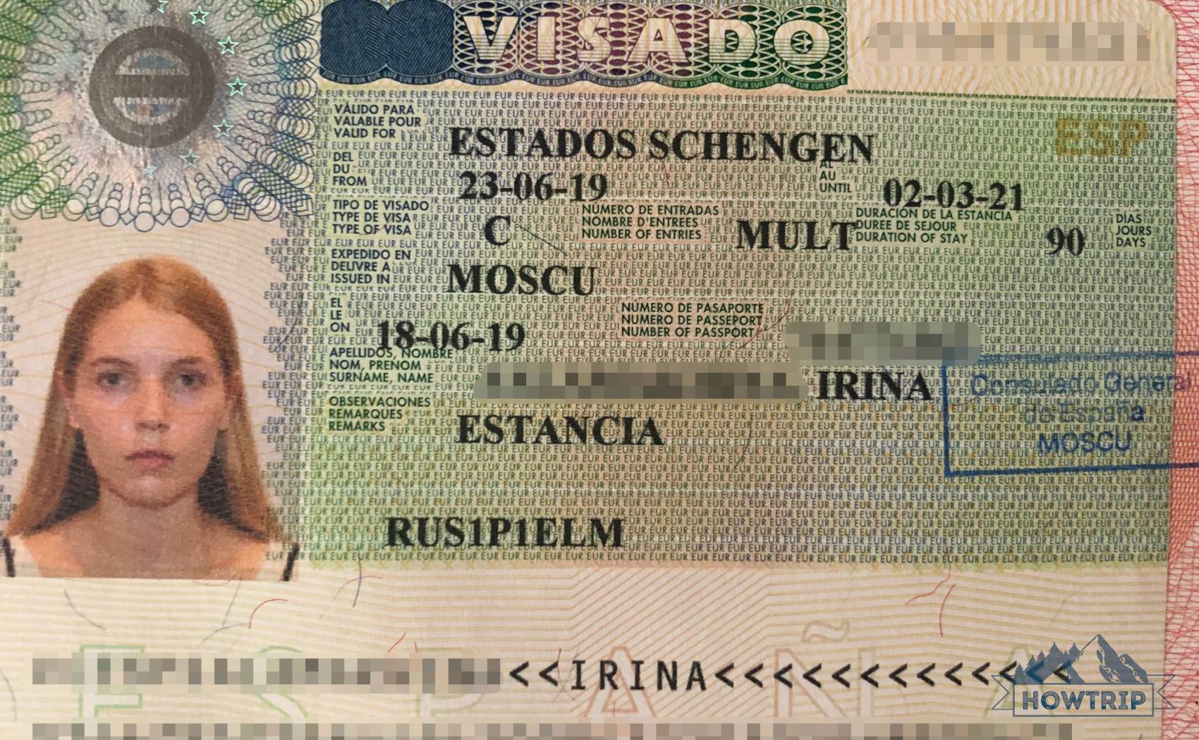 виза испания размер