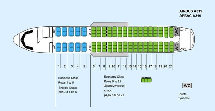 Схема салона аэробус а319 авиакомпании аэрофлот