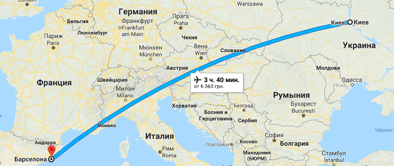 Сколько лететь до Барселоны из Москвы прямым рейсом
