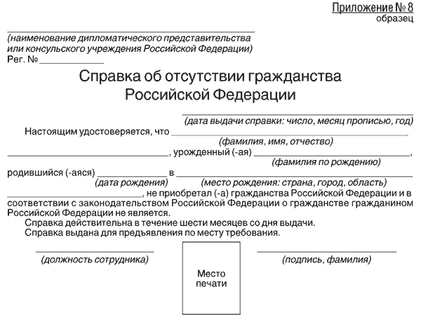 Как оформить справку об отсутствии гражданства другого государства