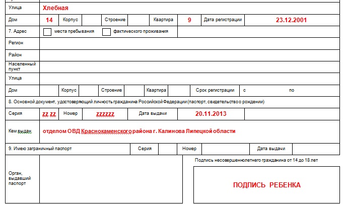 Образец на загранпаспорт старого образца на ребенка