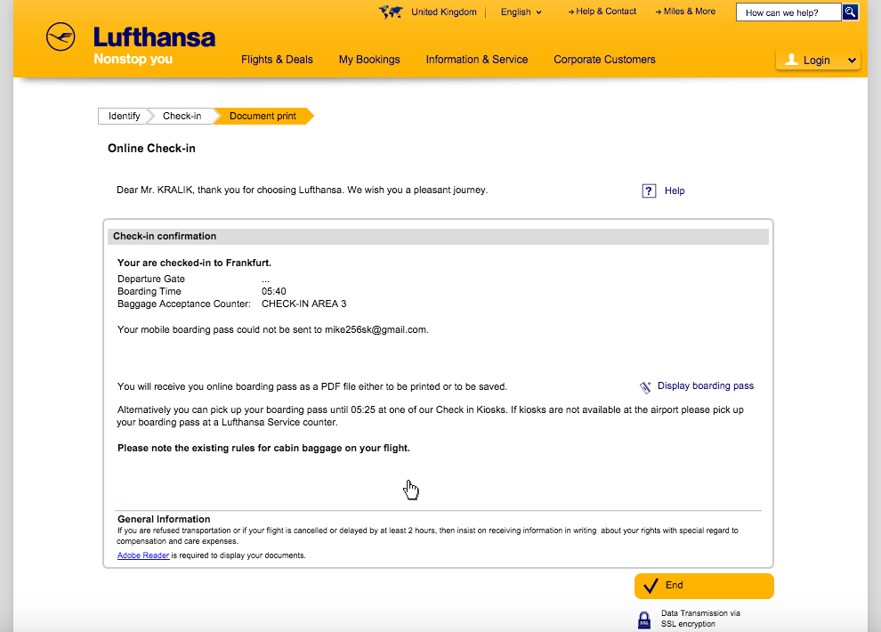 Как пройти онлайн регистрацию на самолет авиакомпании lufthansa