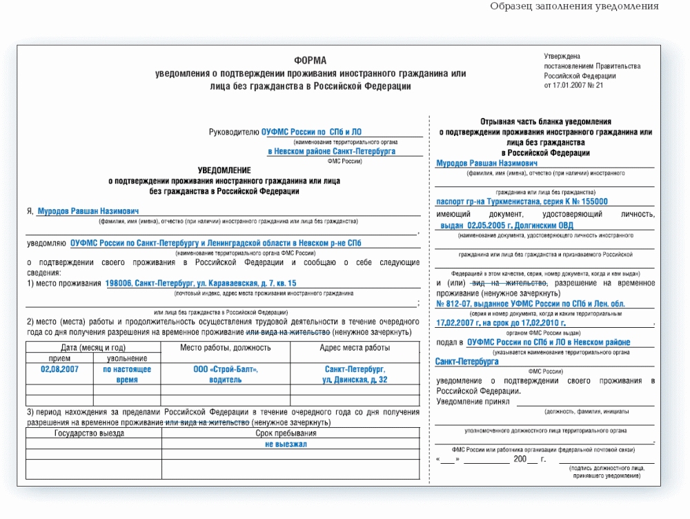 Ежегодное уведомление о подтверждении проживания по рвп 2023